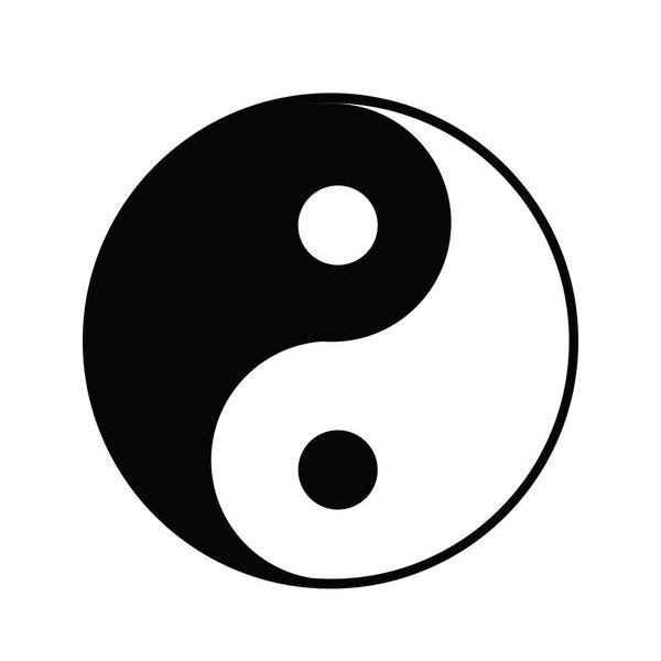 Инь Янь икона, простой стиль, фондовый вектор иллюстрации
