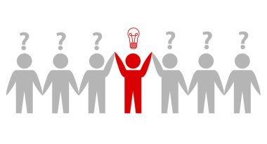 Beyaz, hisse senedi vect ampul fikir ile takım çalışması ve liderlik simgesi