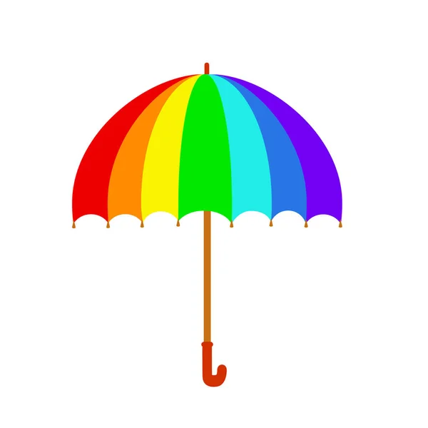 Icono del paraguas del arco iris. Paraguas colorido aislado en respaldo blanco — Archivo Imágenes Vectoriales