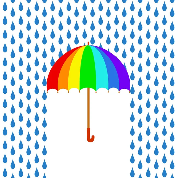 Paraguas del arco iris bajo la lluvia, tarjeta de felicitación, vector de stock illustr — Archivo Imágenes Vectoriales