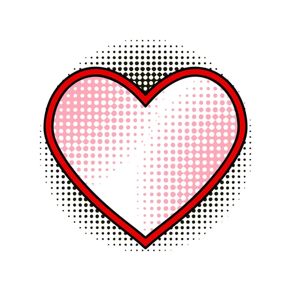 Rood hart met stip in de pop-art retro komische stijl, voorraad vector il — Stockvector