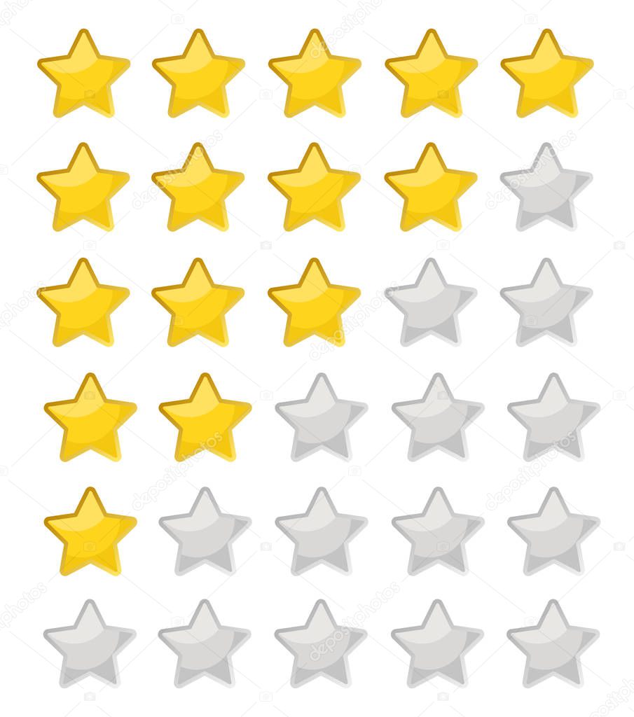 5 star rating. Vector illustration eps10. Isolated badge for web