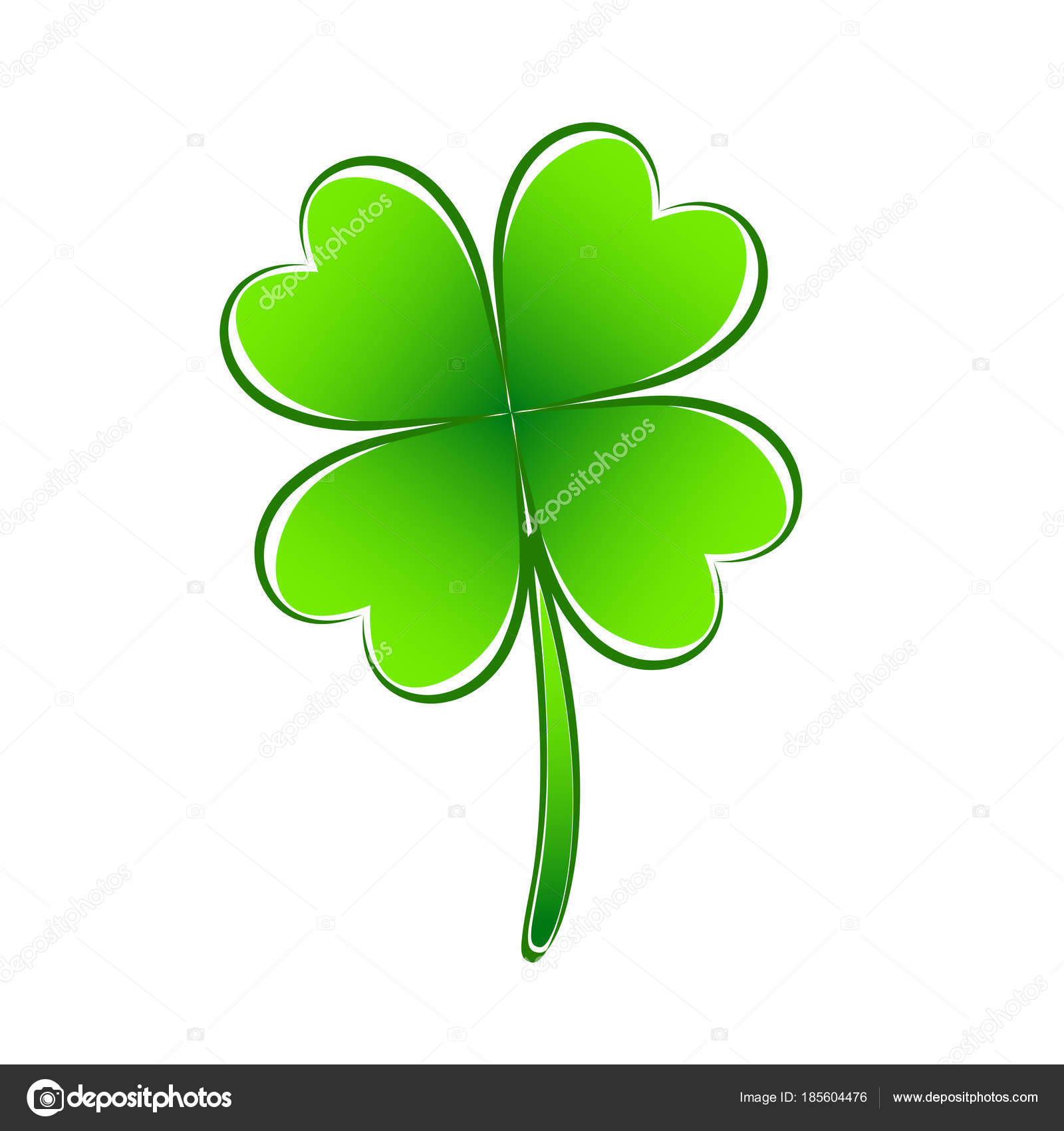Quatre feuilles de tr¨fle vert part dessiner Quadrilobe chanceux Bonne chance sy — Image