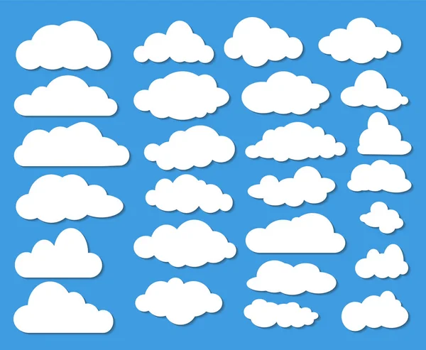 Set of Many White Clouds with Shadow on Blue Sky. Stock Vector I — Stock Vector