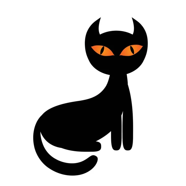 Halloween gato negro dibujo animado estilo vector ilustración — Vector de stock