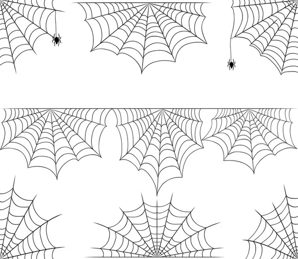 Halloween cobweb vector marco frontera y divisores aislados en wh — Vector de stock