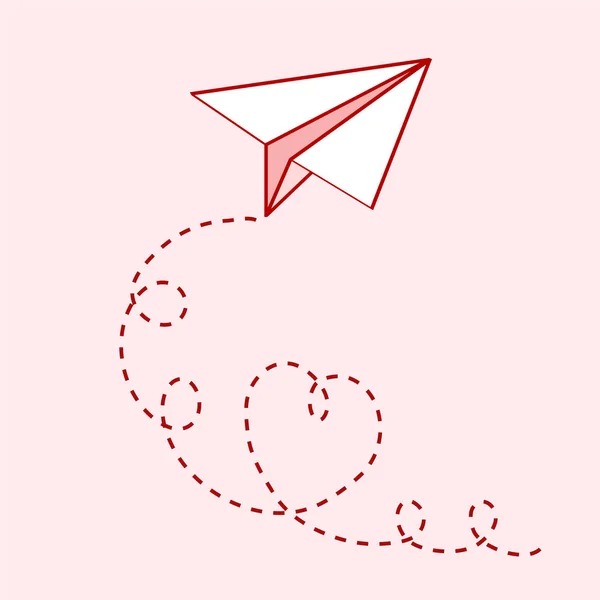 Láska cestování design s papírové letadlo, vektorové illustratio — Stockový vektor