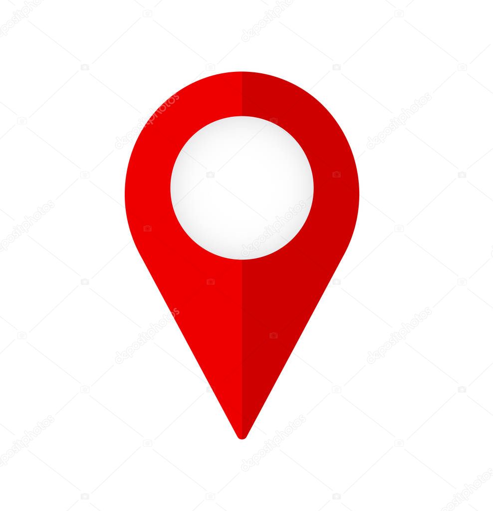 New Flat design Map pin red style modern icon, pointer, label, m