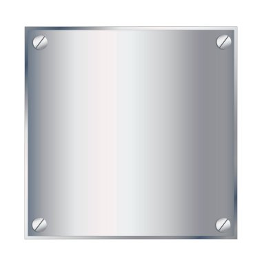 Vektör gümüş metal podyum plaka üzerinde beyaz b izole vida ile