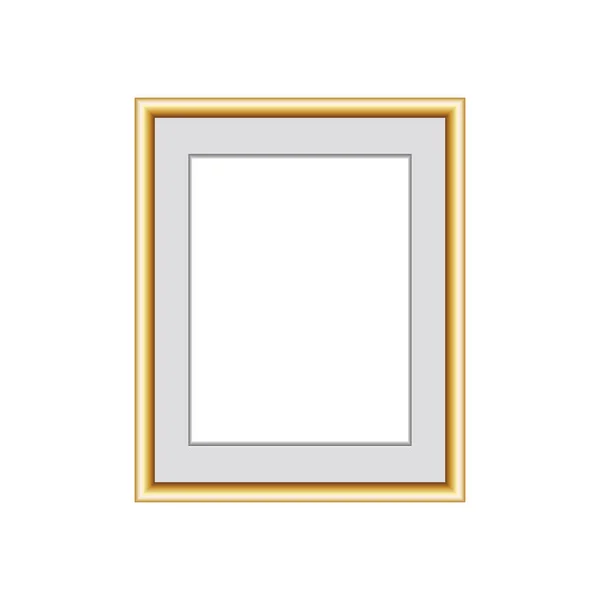 Cuadro dorado o marco de fotos aislado sobre fondo gris. Vecto. — Vector de stock