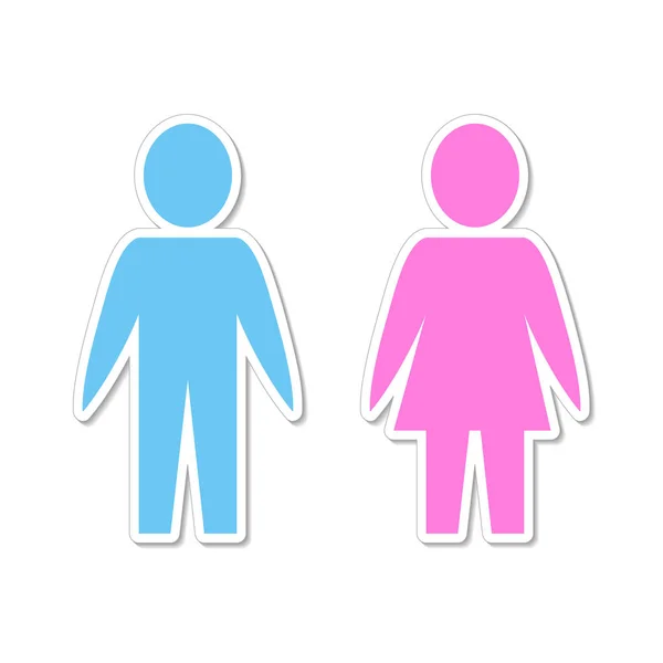 Papel silhueta pessoas homem e mulher azul e rosa em branco, st —  Vetores de Stock
