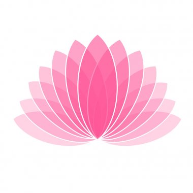Pembe Lotus çiçek simgesi logosu beyaz arka plan illüstrasyon