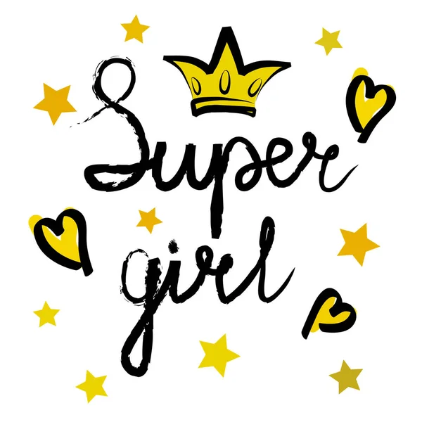 Vector poster van Super Girl tekst voor meisjes kleding. Super Girl b — Stockvector
