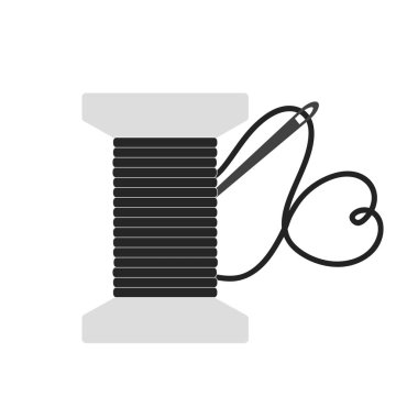 kalp bir iğne iplik ile. vektör çizim