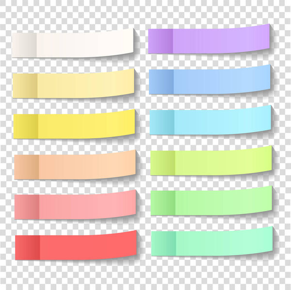Post note sticky stickers with peel off corner isolated on a tra