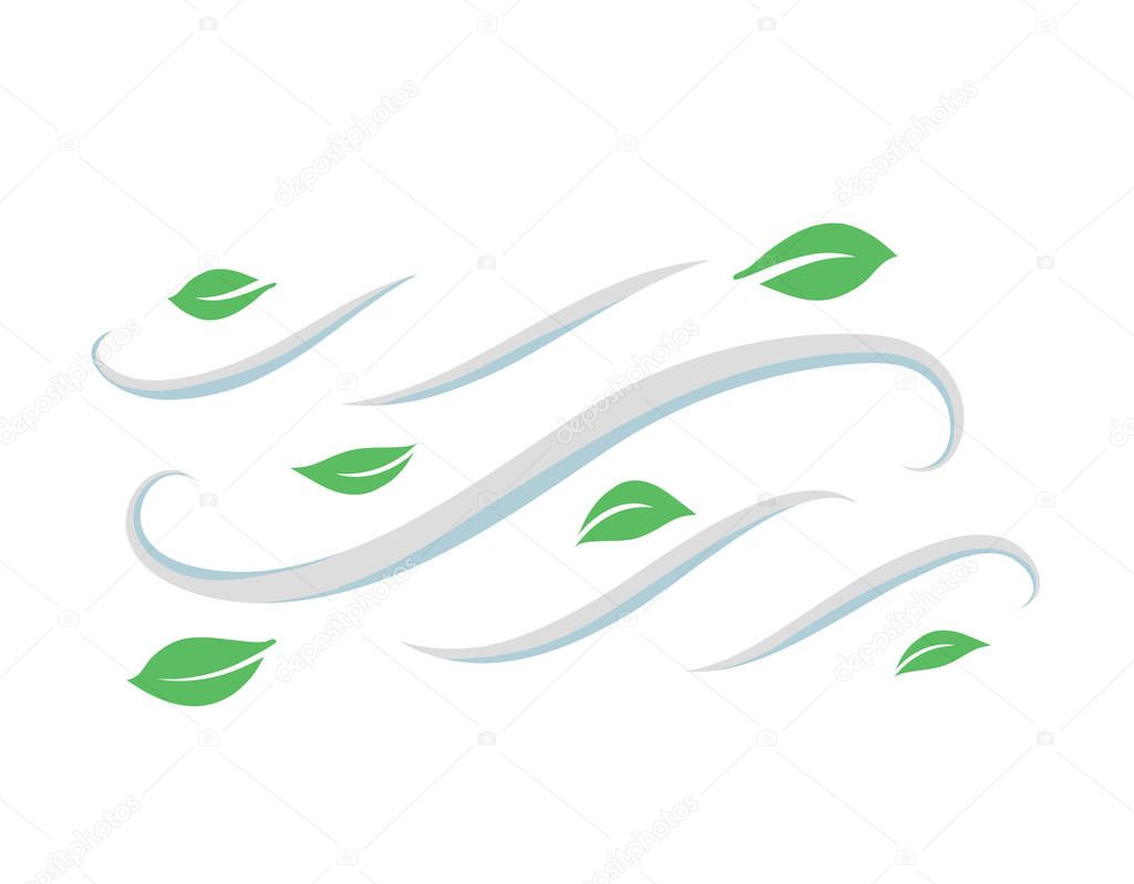 Windy weather icon in cartoon style isolated on white background. Weather symbol stock vector illustration