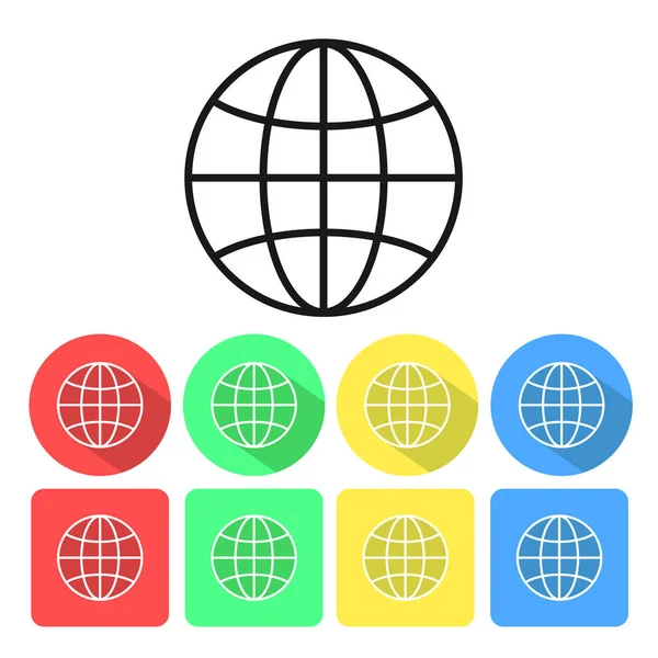 Set von internationalen Globus-Linien-Kunstsymbolen für Apps und Webseiten, — Stockvektor