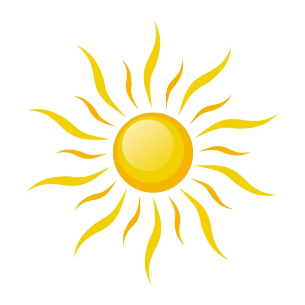Icono de símbolo del sol en blanco, ilustración de vector de stock — Archivo Imágenes Vectoriales
