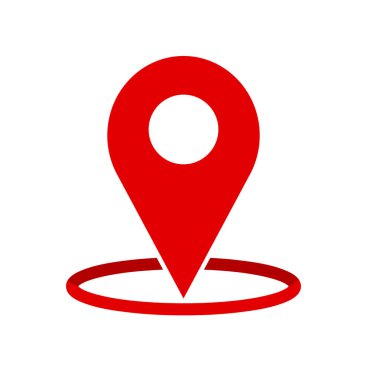 PIN konumu simgesi tasarım, vektör grafik illüstrasyon izole, 