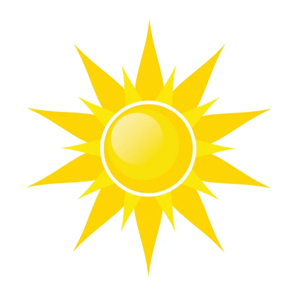Icono de símbolo del sol en blanco, ilustración de vector de stock — Archivo Imágenes Vectoriales