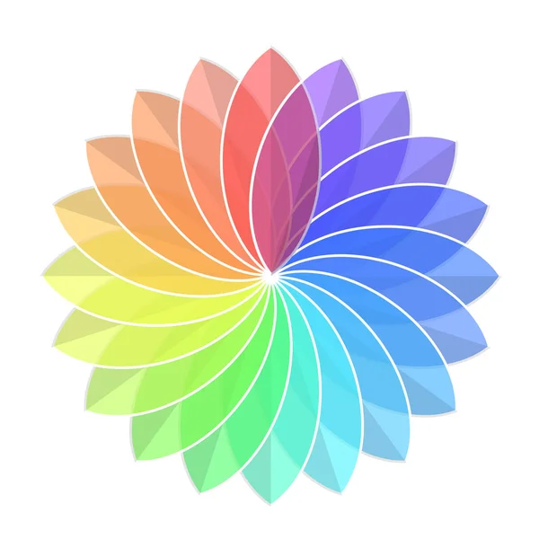 Színes Rainbow kerék virág, fehér, vektor stock illusztráció — Stock Vector