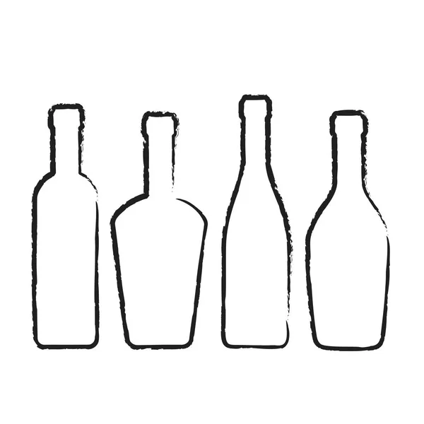 Ensemble de bouteilles de vin silhouette pour la conception sur blanc, vecteur de stock — Image vectorielle