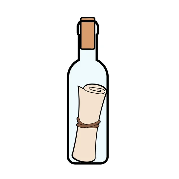 Message dans l'icône de la bouteille en style dessin animé isolé sur ba blanc — Image vectorielle