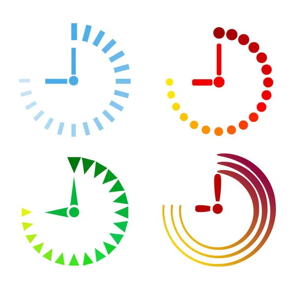 Set of clock icons flat design, stock vector illustration — Stock Vector