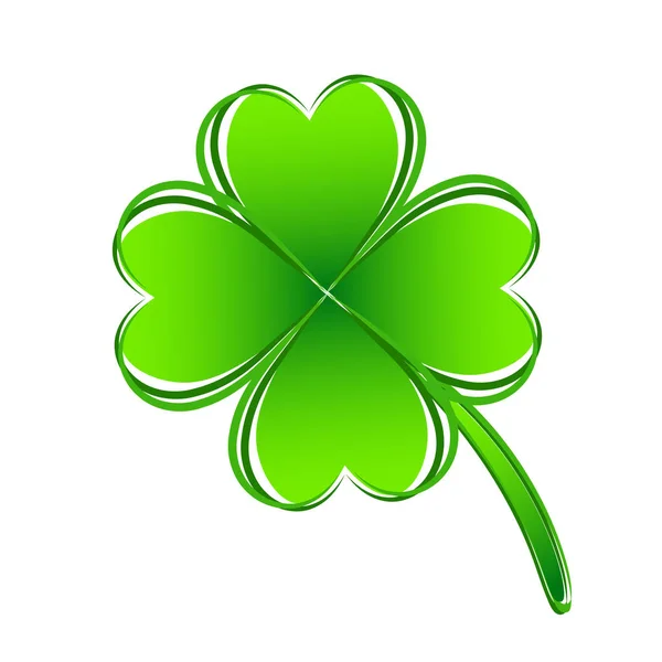Four leaf green clover hand draw. Lucky quatrefoil. Good luck sy — Stock Vector