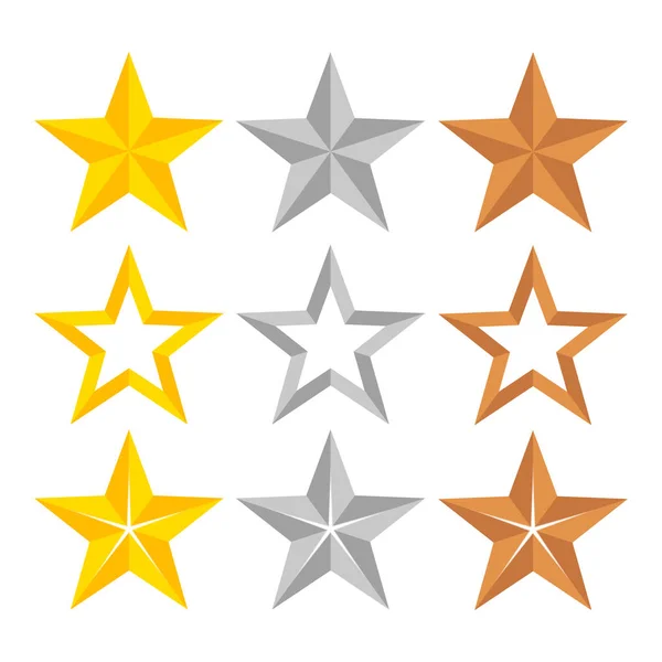 Ensemble Différentes Étoiles Classement Argent Bronze Illustration Vectorielle Stock — Image vectorielle
