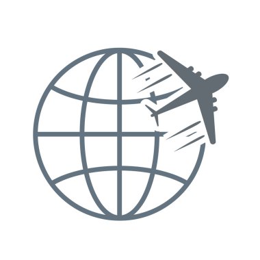 logo simge Küre ve uçak ile seyahat