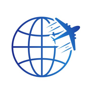logo simge Küre ve uçak ile seyahat