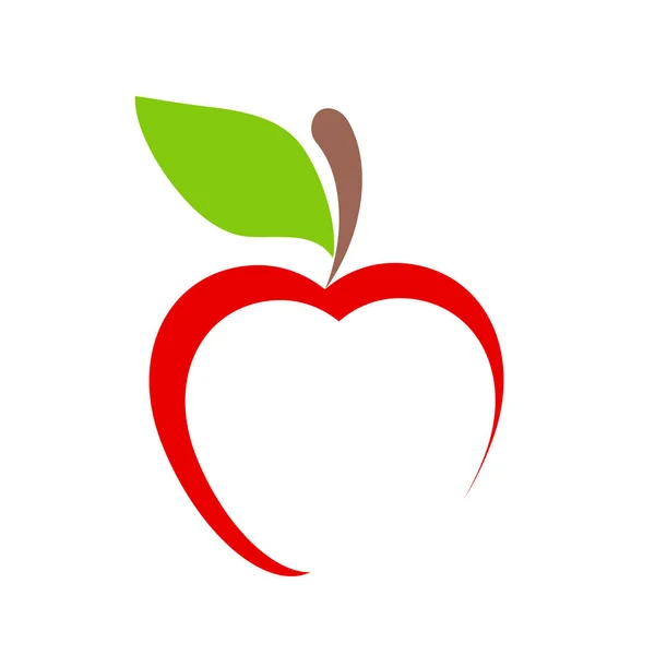 Manzana roja icono de la fruta en blanco, vector de stock ilustración — Vector de stock