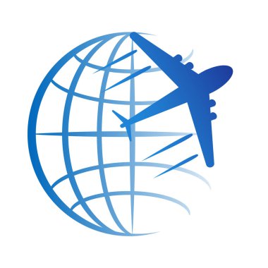 logo simge globe ve uçak, hisse senedi vektör çizim ile seyahat