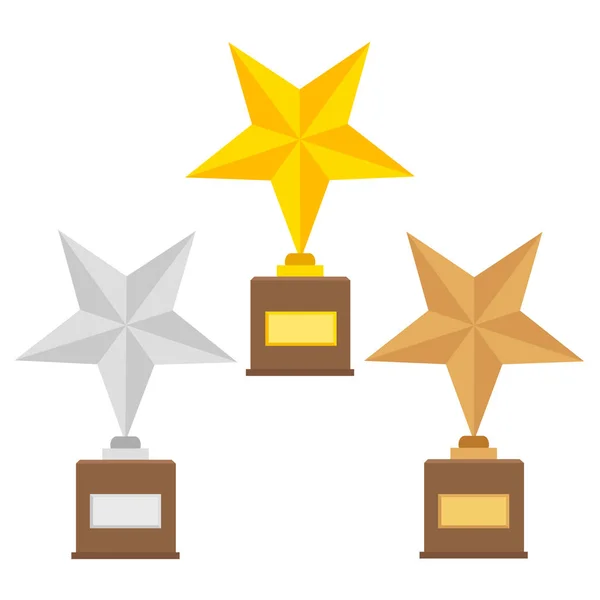 Zlatá trofej vítěze poháry plochý vektorových ikon pro sportovní vítězství con — Stockový vektor