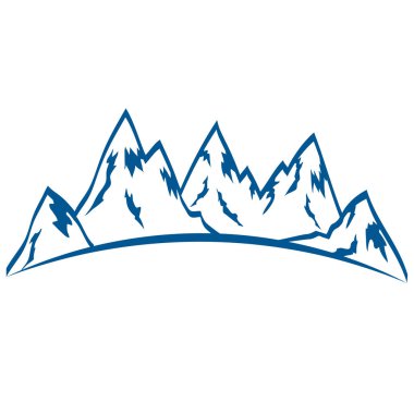 siluet dağlar el çizmek simgesi mavi beyaz, hisse senedi vektör 