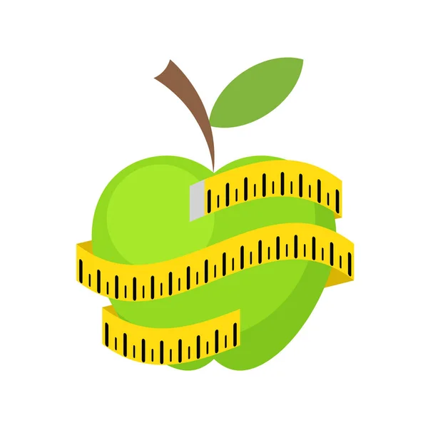 Hälsosamt ätande eller hålla en kost konceptet affisch med grönt äpple en — Stock vektor