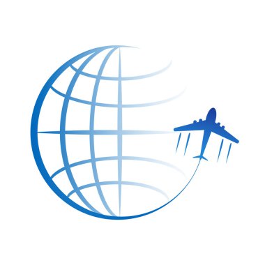logo simge globe ve uçak, hisse senedi vektör çizim ile seyahat