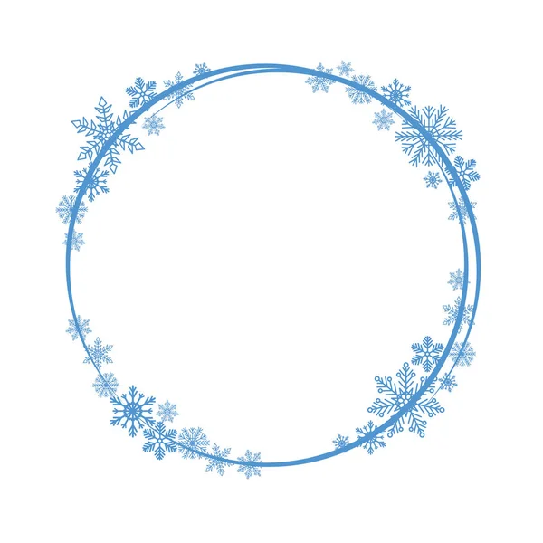 Shiny snowflake circle frame for christmas and new year party gr. — стоковый вектор