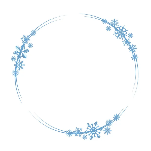 Shiny snowflake circle frame for christmas and new year party gr. — стоковый вектор