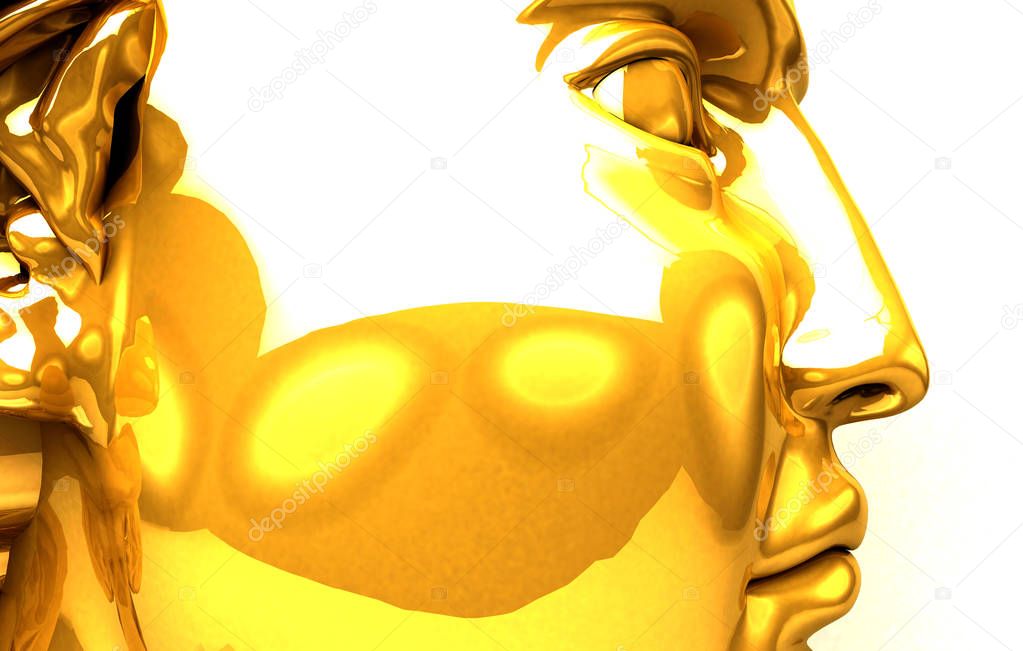 Golden Sculpture, David Michelangelo, 3D Render, 3D Illustration