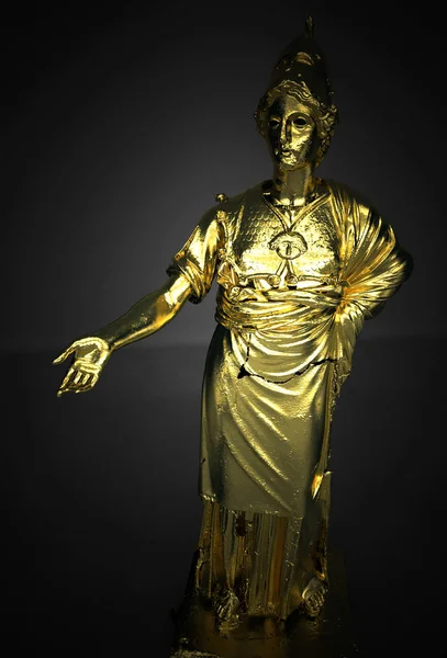 Golden sculptures, mythology, Venus, Neptune, Athena, 3d illustration — Stock Photo, Image