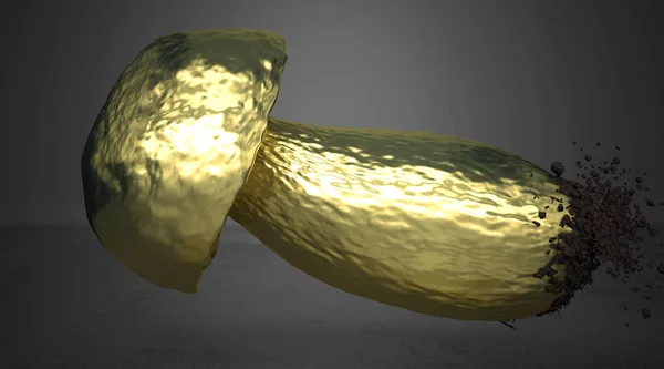 Ilustração 3d do cogumelo, ouro, ouro de porco — Fotografia de Stock
