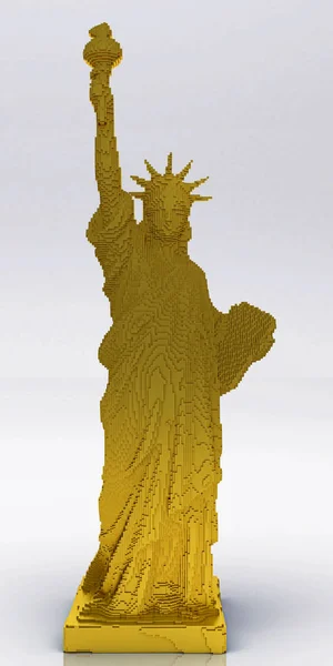 Pixel, Statue de la liberté, illustration 3d — Photo