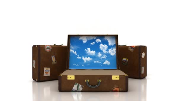 假期到世界各地，假期，把你的生活在一个手提箱 — 图库视频影像