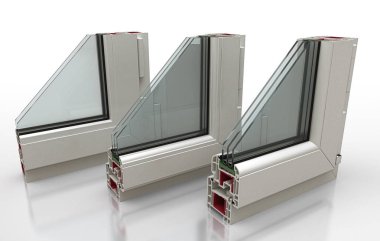 Pencereler, kapılar, kapı kasaları, bölüm, 3d çizim