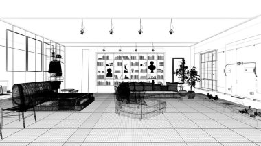 Daire, 3d render proje, iç, yatak odası, lüks, 3d çizim