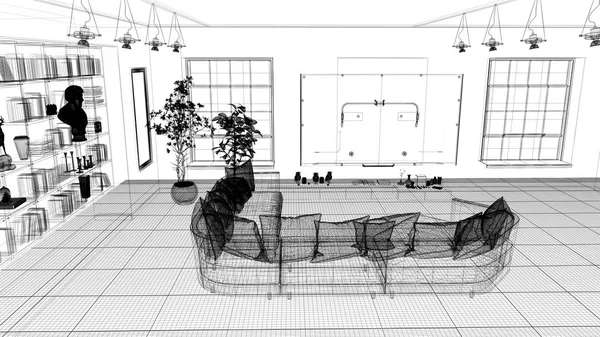 Daire, 3d render proje, iç, yatak odası, lüks, 3d çizim