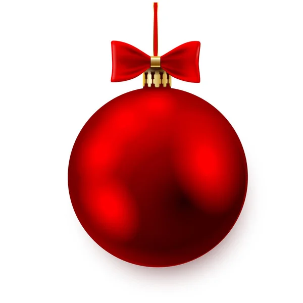 Bola de Natal vermelho no branco —  Vetores de Stock