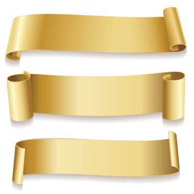 Beyaz arka plan üzerinde izole altın şerit. Tatil simgesi.